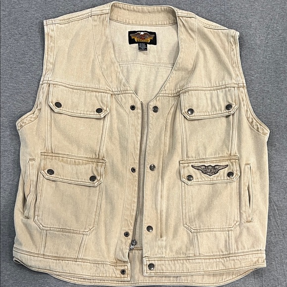 Harley Davidson canvas motorcycle riding vest - Picture 1 of 7